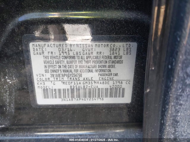 3N1AB7AP4GY254798 Nissan SENTRA S
