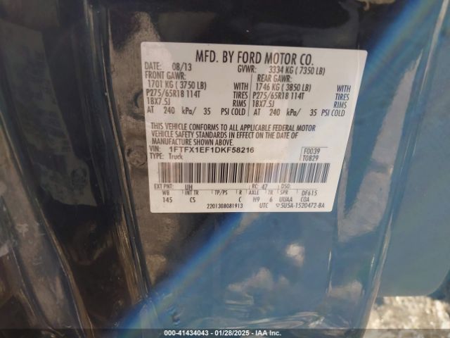 2013 FORD F-150 1FTFX1EF1DKF58216 Photo 8