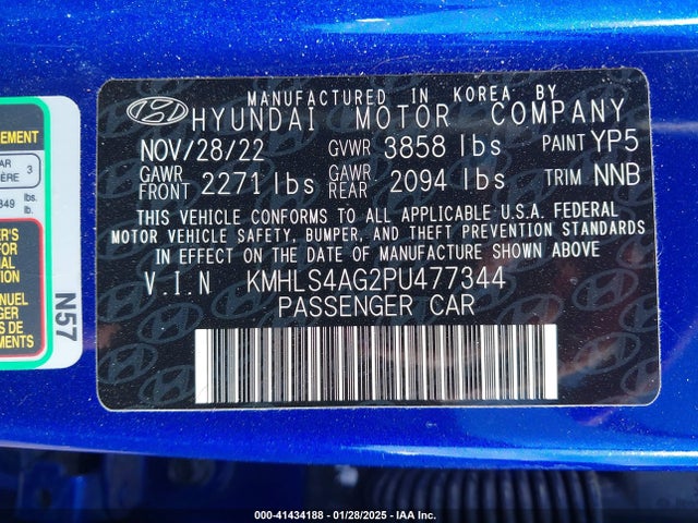 KMHLS4AG2PU477344 Hyundai ELANTRA SEL