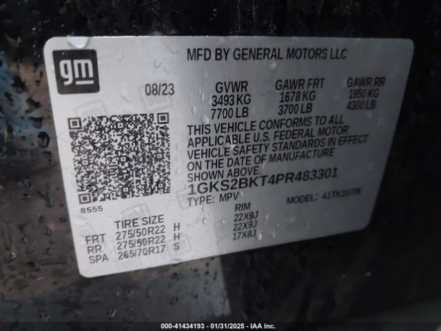 1GKS2BKT4PR483301 GMC Yukon 4wd Slt