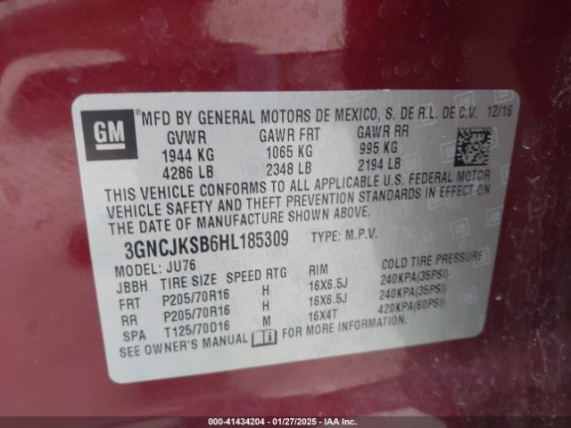 3GNCJKSB6HL185309 Chevrolet TRAX LS