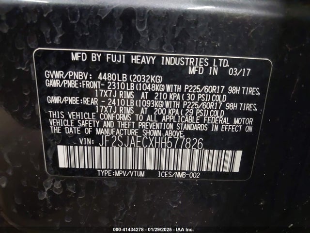Subaru Forester 2.5i Premium 2017 JF2SJAECXHH577826 Image 9