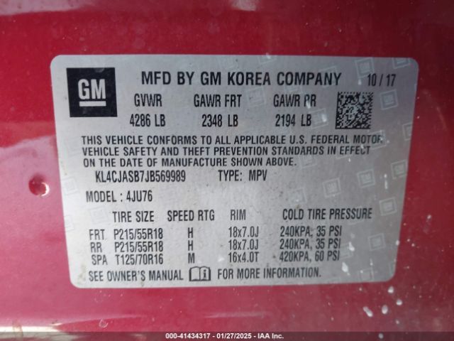 KL4CJASB7JB569989 Buick Encore Preferred