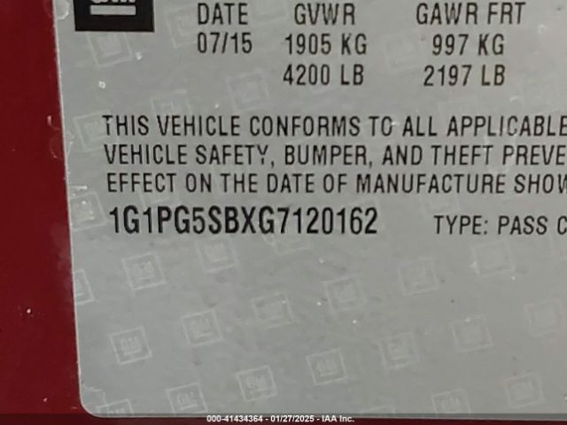 1G1PG5SBXG7120162 Chevrolet Cruze Limited Ltz Auto
