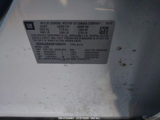 2GNALCEK0H1506474 Chevrolet EQUINOX LT