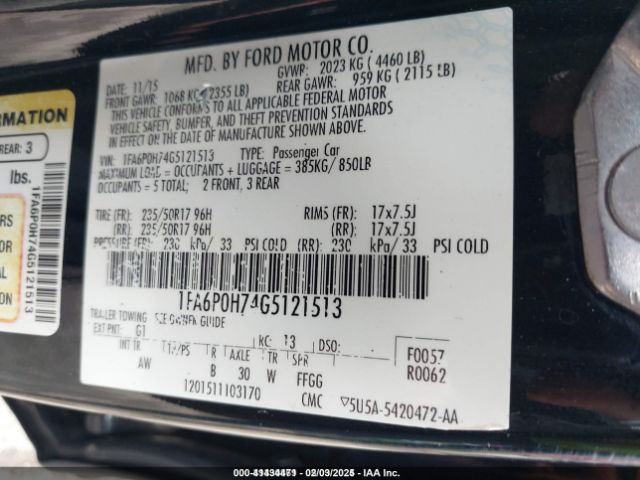 1FA6P0H74G5121513 Ford FUSION SE