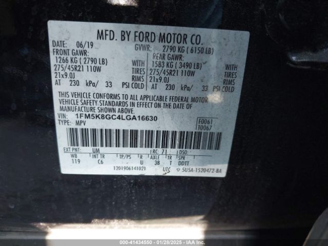 1FM5K8GC4LGA16630 Ford Explorer St