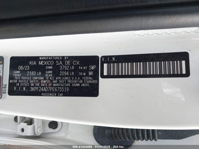 3KPF24AD7PE675519 KIA Forte Lxs