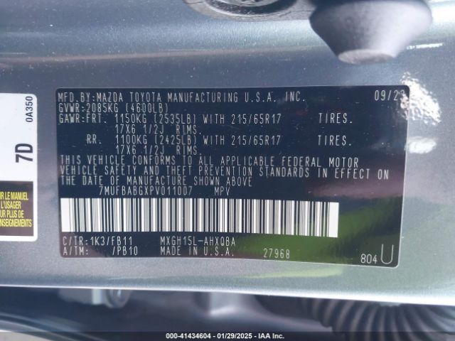 7MUFBABGXPV011007 Toyota Corolla Cross Hybrid S