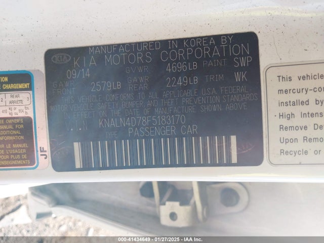 KIA Cadenza Premium 2015 KNALN4D78F5183170 Image 9