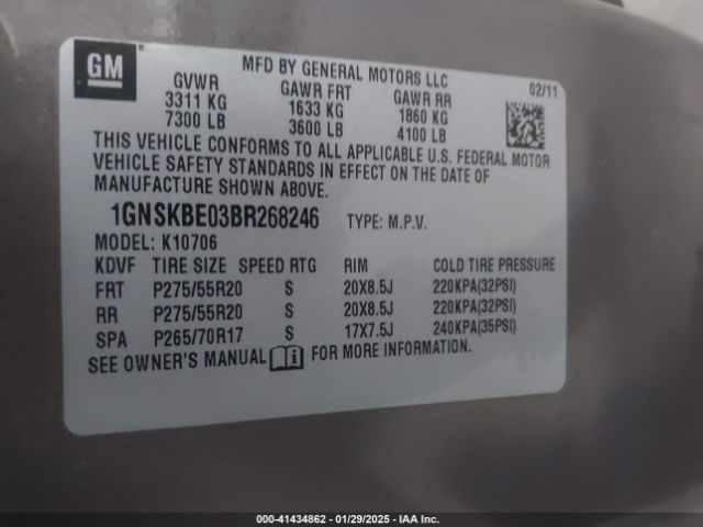 2011 CHEVROLET TAHOE 1GNSKBE03BR268246 Photo 8