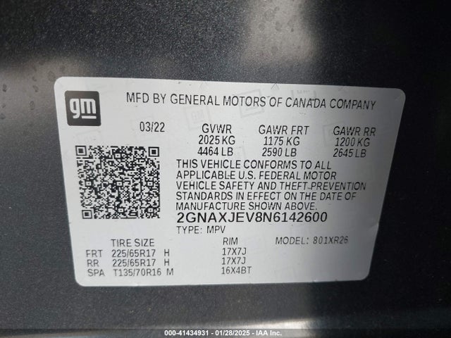 Chevrolet lyx 2022 2GNAXJEV8N6142600 Image 9