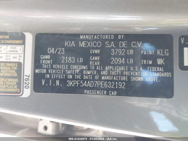 3KPF54AD7PE632192 KIA Forte Gt-line