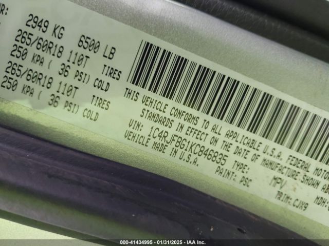 1C4RJFBG1KC846835 Jeep Grand Cherokee Limited X 4x4