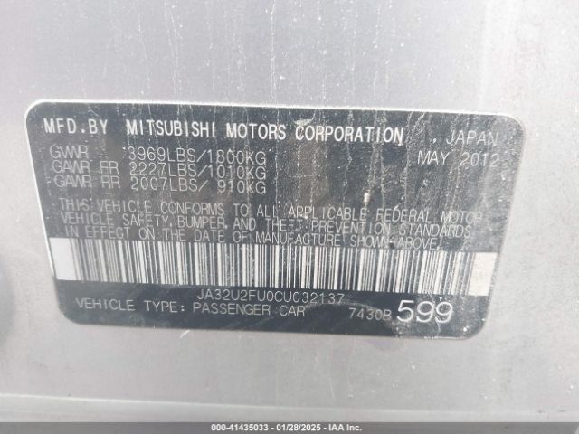 2012 MITSUBISHI LANCER JA32U2FU0CU032137 Photo 8