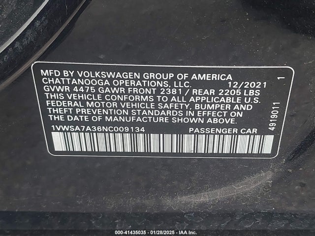 Volkswagen Passat 2.0t Se 2022 1VWSA7A36NC009134 Image 9