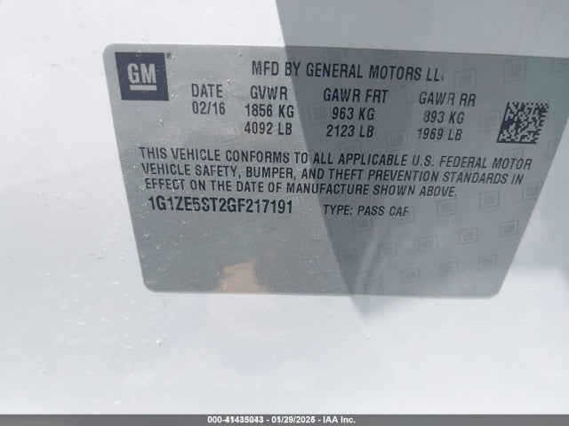 1G1ZE5ST2GF217191 Chevrolet MALIBU 1LT