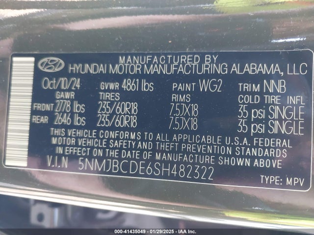 Hyundai TUCSON SEL 2025 5NMJBCDE6SH482322 Image 9
