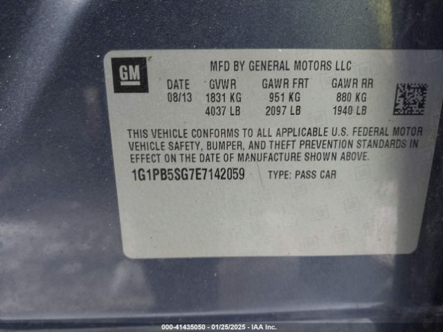1G1PB5SG7E7142059 Chevrolet Cruze Ls Manual