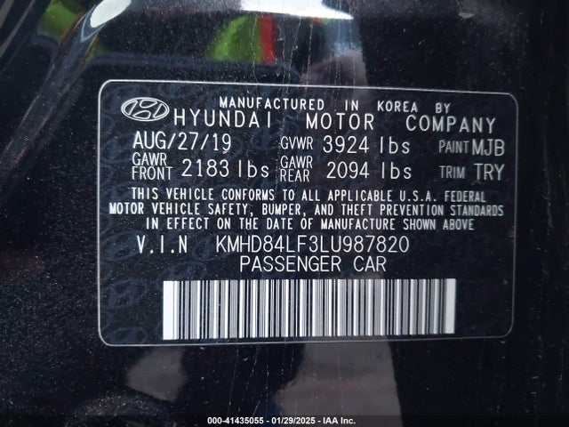 Hyundai ELANTRA SEL 2020 KMHD84LF3LU987820 Image 9