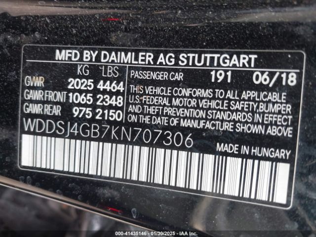 WDDSJ4GB7KN707306 Mercedes-Benz CLA 250 4MATIC