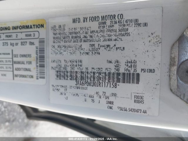 2018 FORD FUSION HYBRID 3FA6P0RU0JR117158 Photo 8