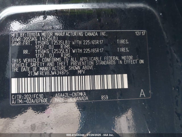 2T3WFREV8JW434875 Toyota Rav4 Adventure/xle