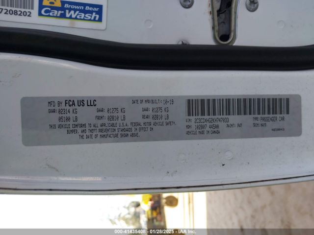 2C3CDXHG2KH747033 Dodge Charger Gt Rwd