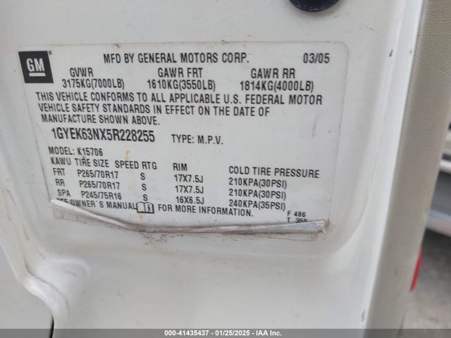 2005 CADILLAC ESCALADE 1GYEK63NX5R228255 Photo 8