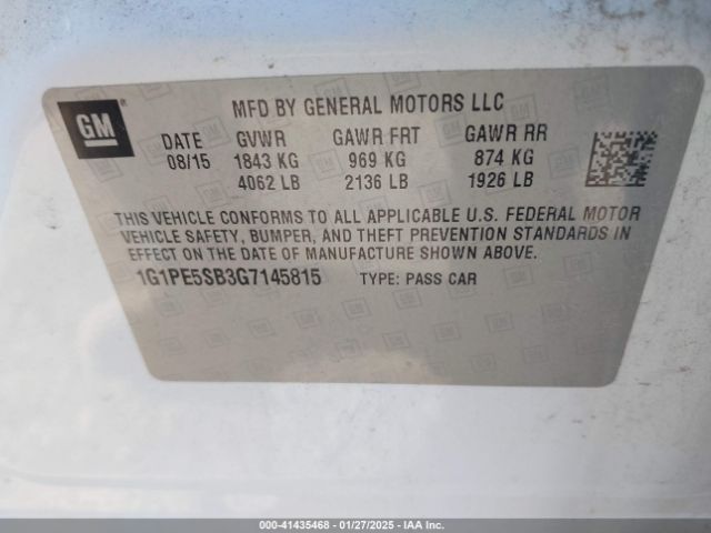 1G1PE5SB3G7145815 Chevrolet Cruze Limited 1lt Auto