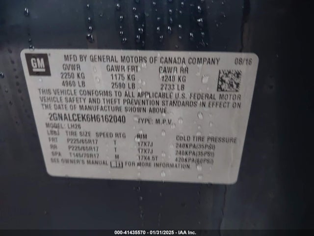 2GNALCEK6H6162040 Chevrolet EQUINOX LT