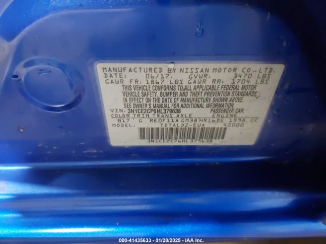 3N1CE2CP6HL379638 Nissan Versa Note Sv