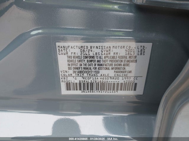 3N1AB8CVXSY211559 Nissan SENTRA SV