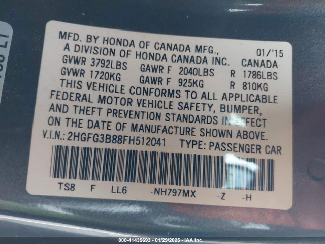 2HGFG3B88FH512041 Honda CIVIC EX