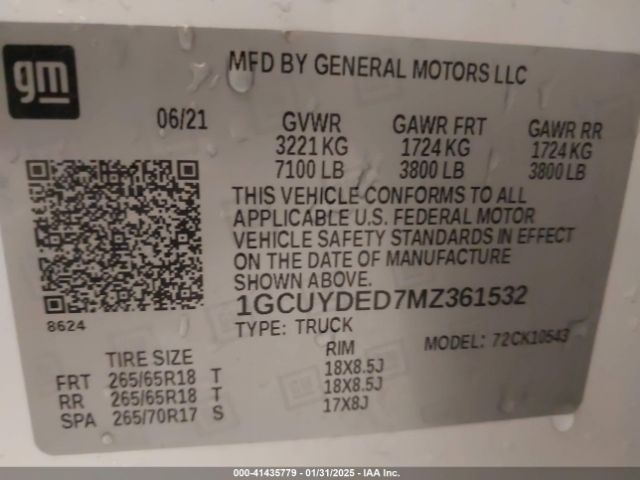 1GCUYDED7MZ361532 Chevrolet Silverado 1500 4wd  Short Bed Lt