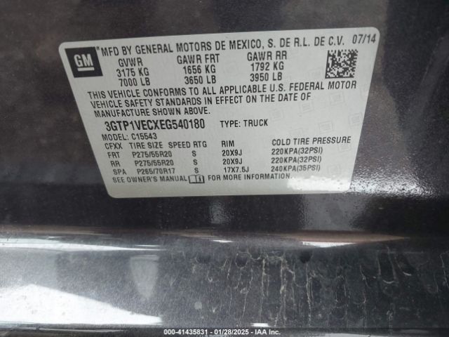 3GTP1VECXEG540180 GMC Sierra 1500 Slt