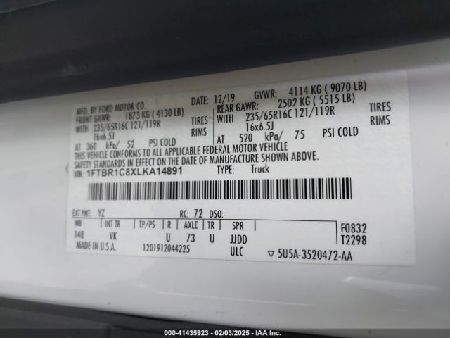 1FTBR1C8XLKA14891 Ford Transit-250