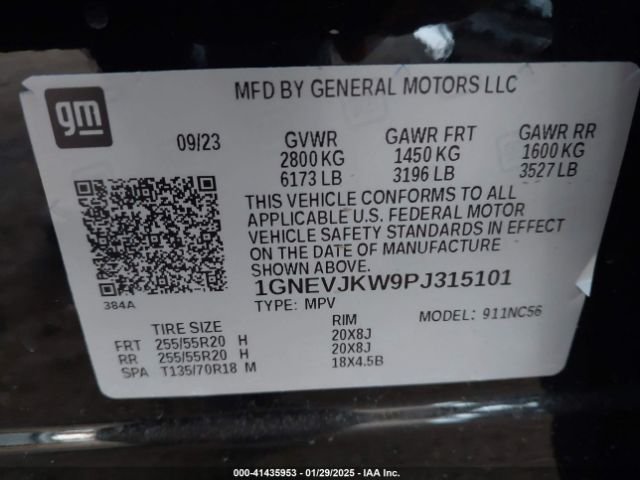 1GNEVJKW9PJ315101 Chevrolet Traverse Rs