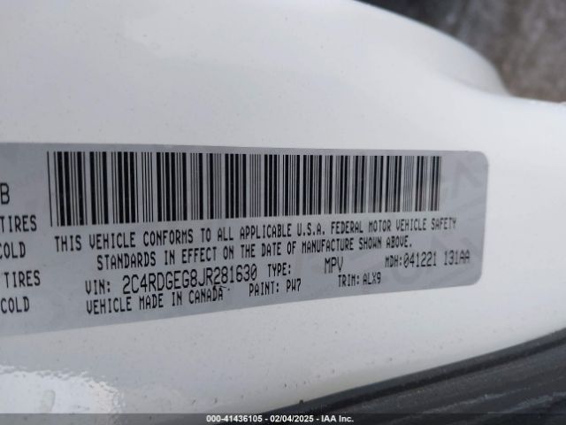 2C4RDGEG8JR281630 Dodge Grand Caravan Gt