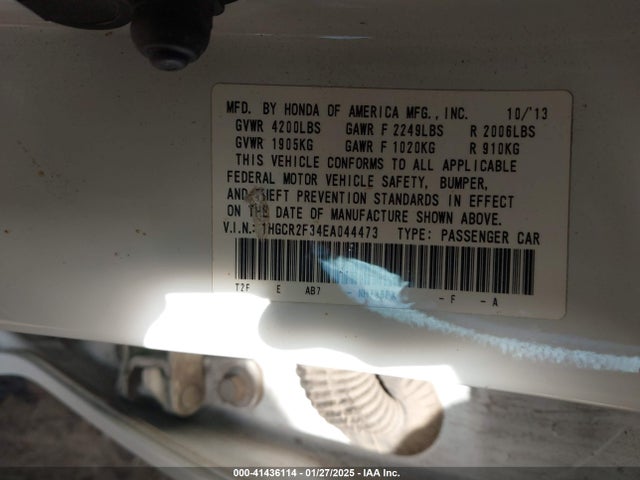 Honda ACCORD LX 2014 1HGCR2F34EA044473 Image 9