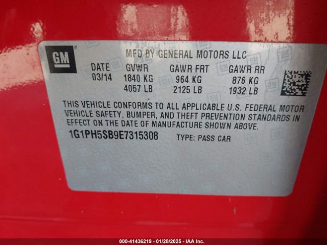 1G1PH5SB9E7315308 Chevrolet Cruze Eco Auto