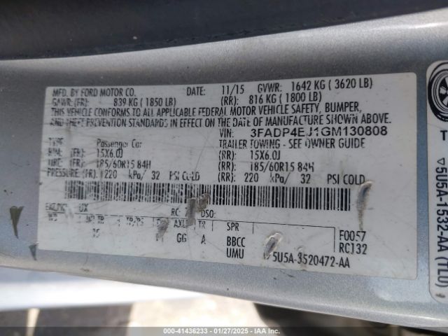 3FADP4EJ1GM130808 Ford FIESTA SE