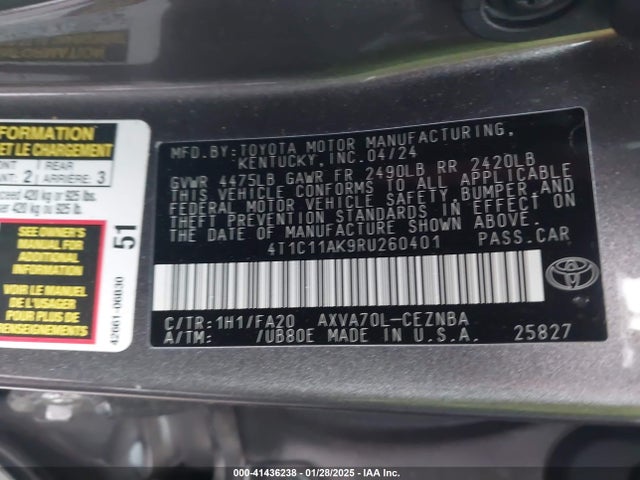 4T1C11AK9RU260401 Toyota CAMRY LE