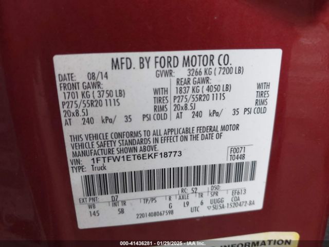 1FTFW1ET6EKF18773 Ford F-150 Fx4
