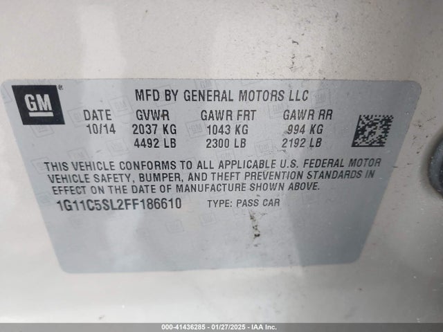 Chevrolet MALIBU 1LT 2015 1G11C5SL2FF186610 Image 9