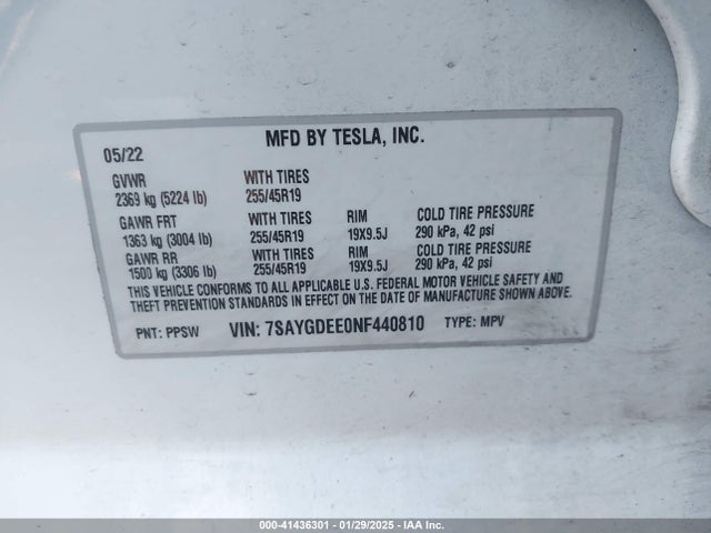 2022 TESLA MODEL Y 7SAYGDEE0NF440810 Photo 8