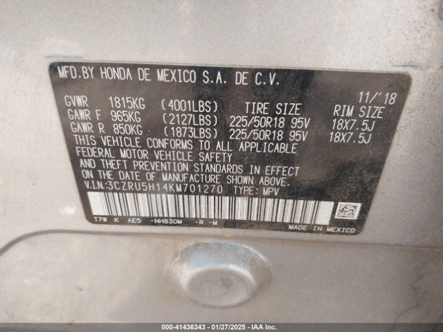 3CZRU5H14KM701270 Honda HR-V SPORT