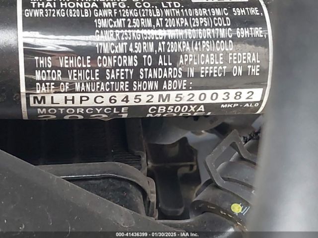 2021 HONDA CB500 MLHPC6452M5200382 Photo 9