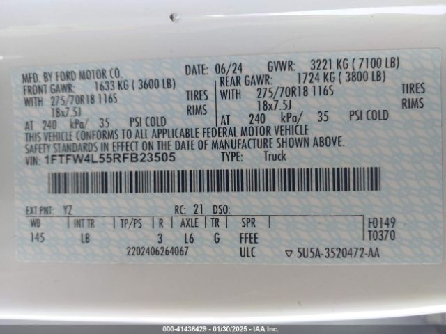 1FTFW4L55RFB23505 Ford F-150 Tremor
