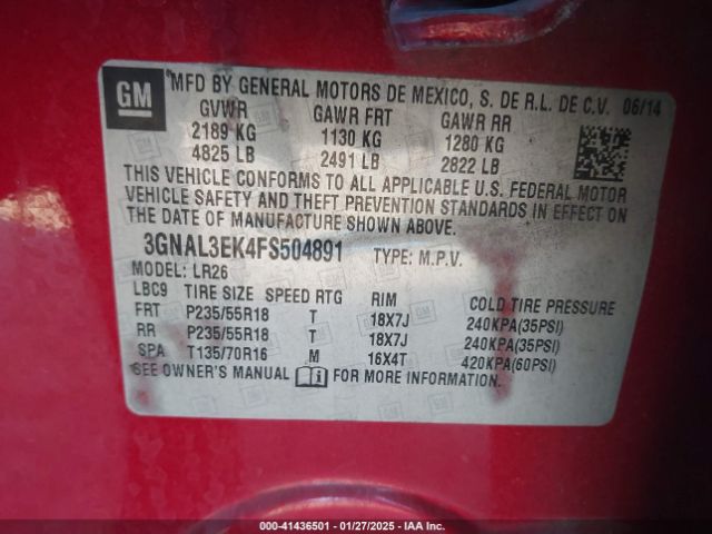 3GNAL3EK4FS504891 Chevrolet Captiva Sport Lt